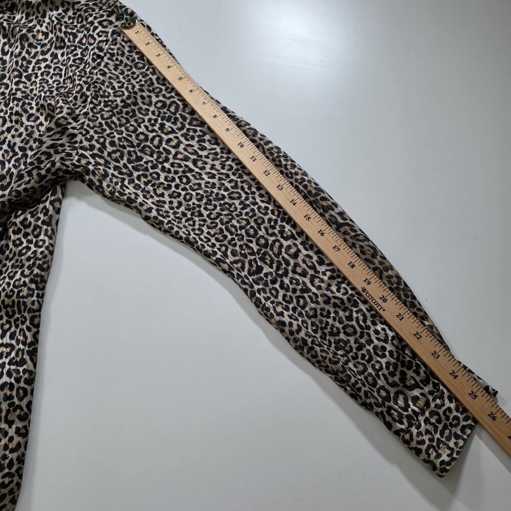Zara Leopard Print Blouse Womens XL Multicolor LS Boho High Low Cheetah Slouchy - Picture 7 of 16